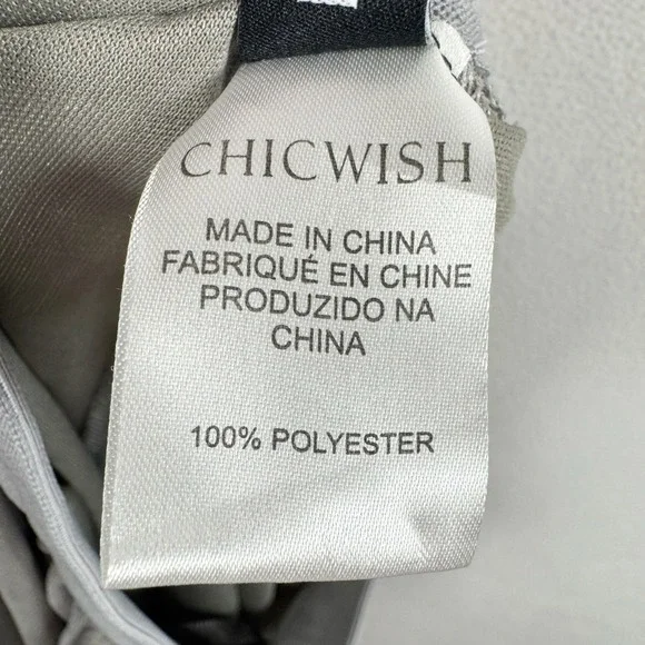 Chicwish Grey Tulle Maxi Skirt Faux Pearl Accents Ruffle Tiered Mesh Romantic - Picture 3 of 7